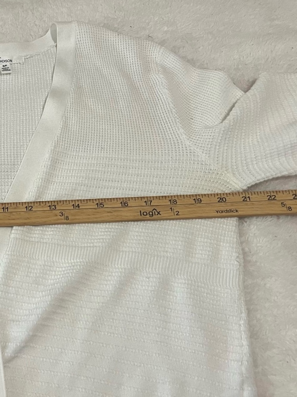 89th And Madison Cardigan Open Front Cropped White Knit Sz S - Picture 5 of 5